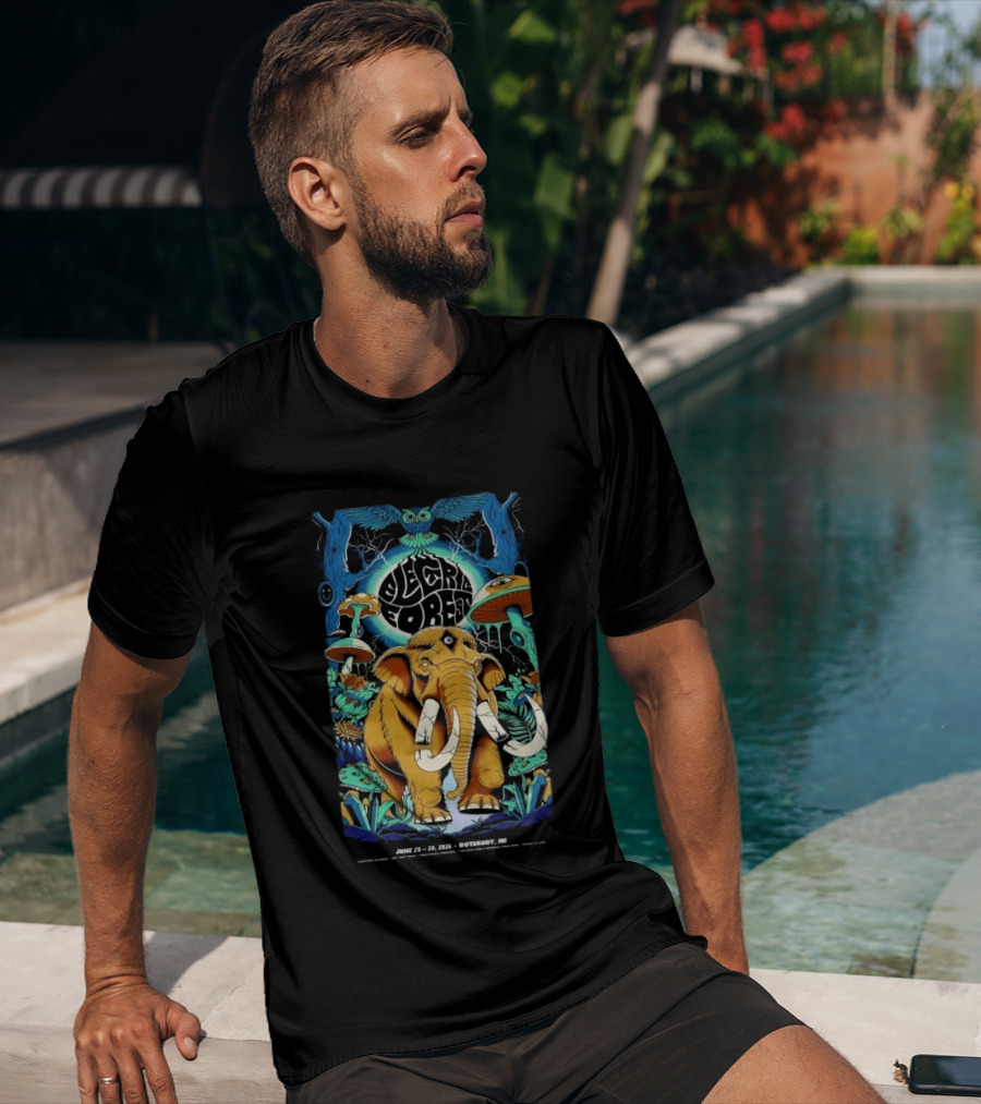 Electric Forest June 25 28 2026 Rothbury MI Mammoth And Psychedelic Mushrooms T-Shirt