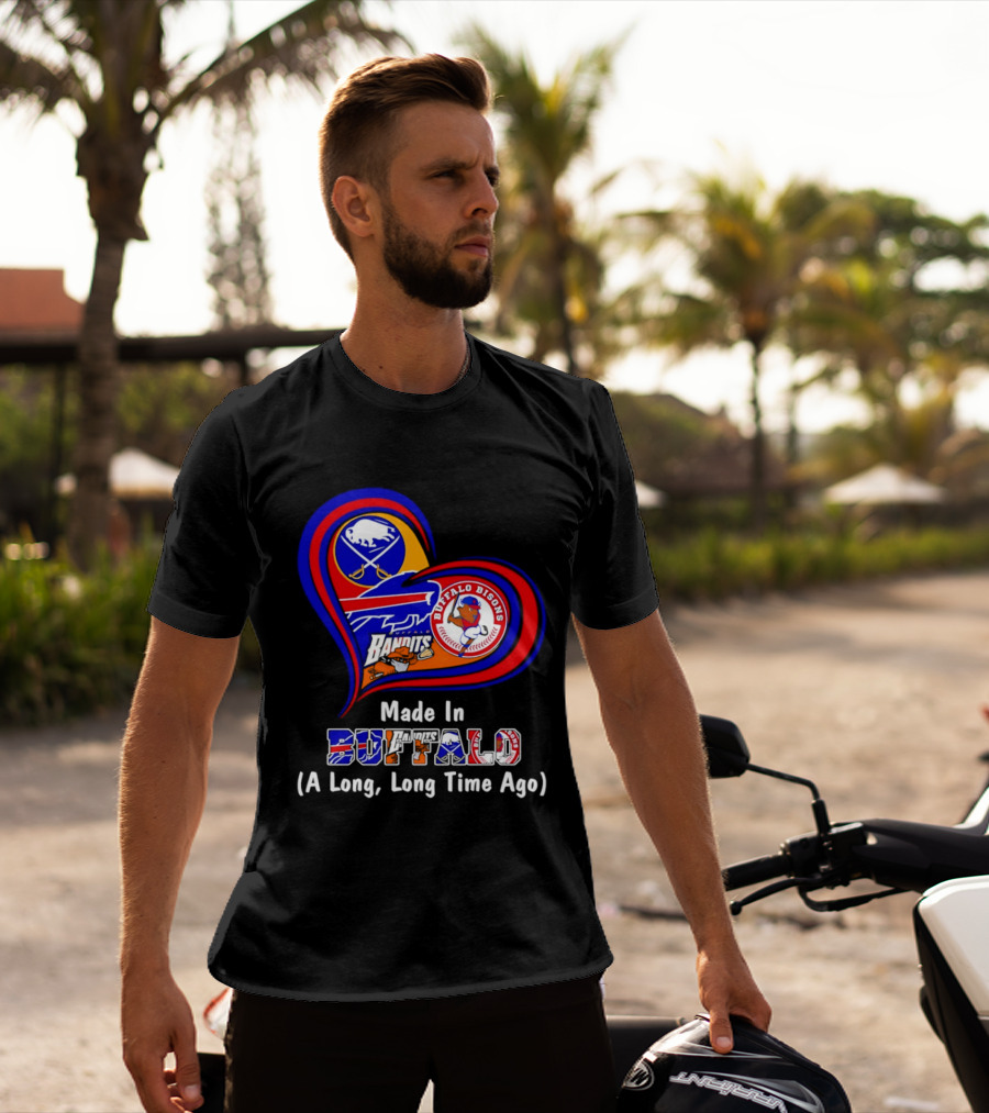 Buffalo Sabres Bills Bisons Made In Buffalo Heart T-Shirt