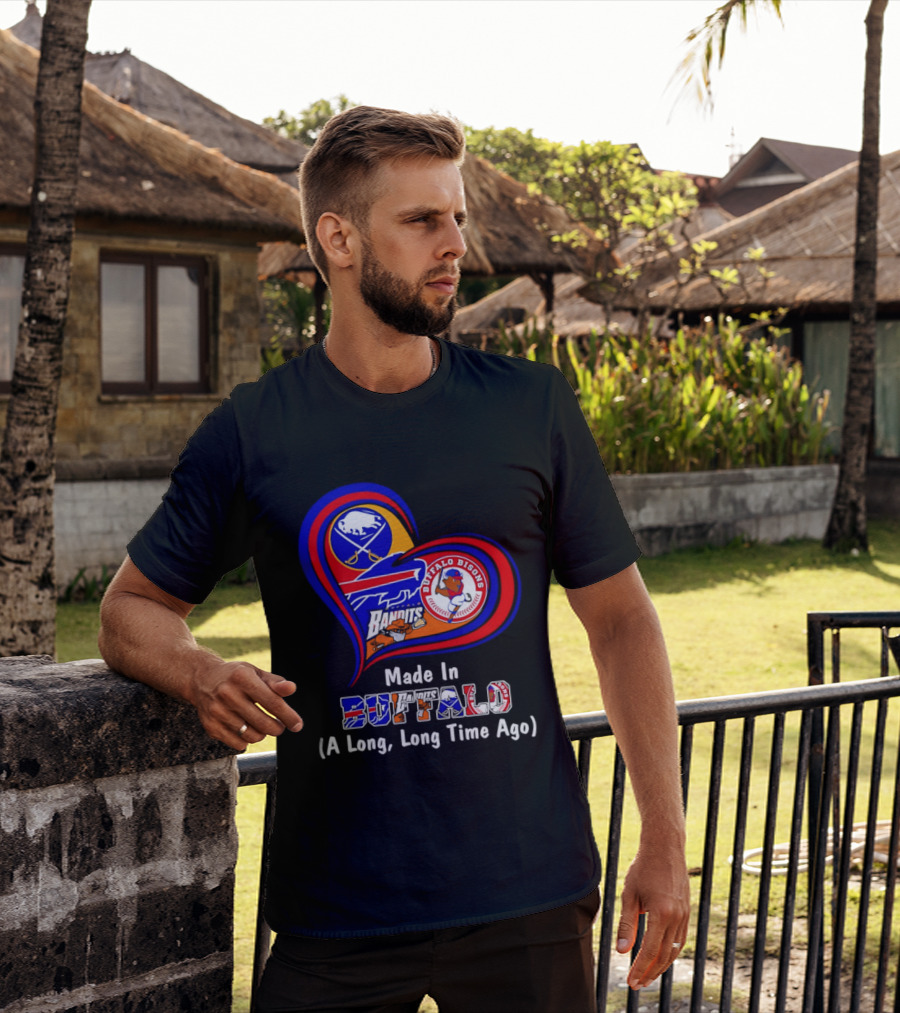 Buffalo Sabres Bills Bisons Made In Buffalo Heart T-Shirt