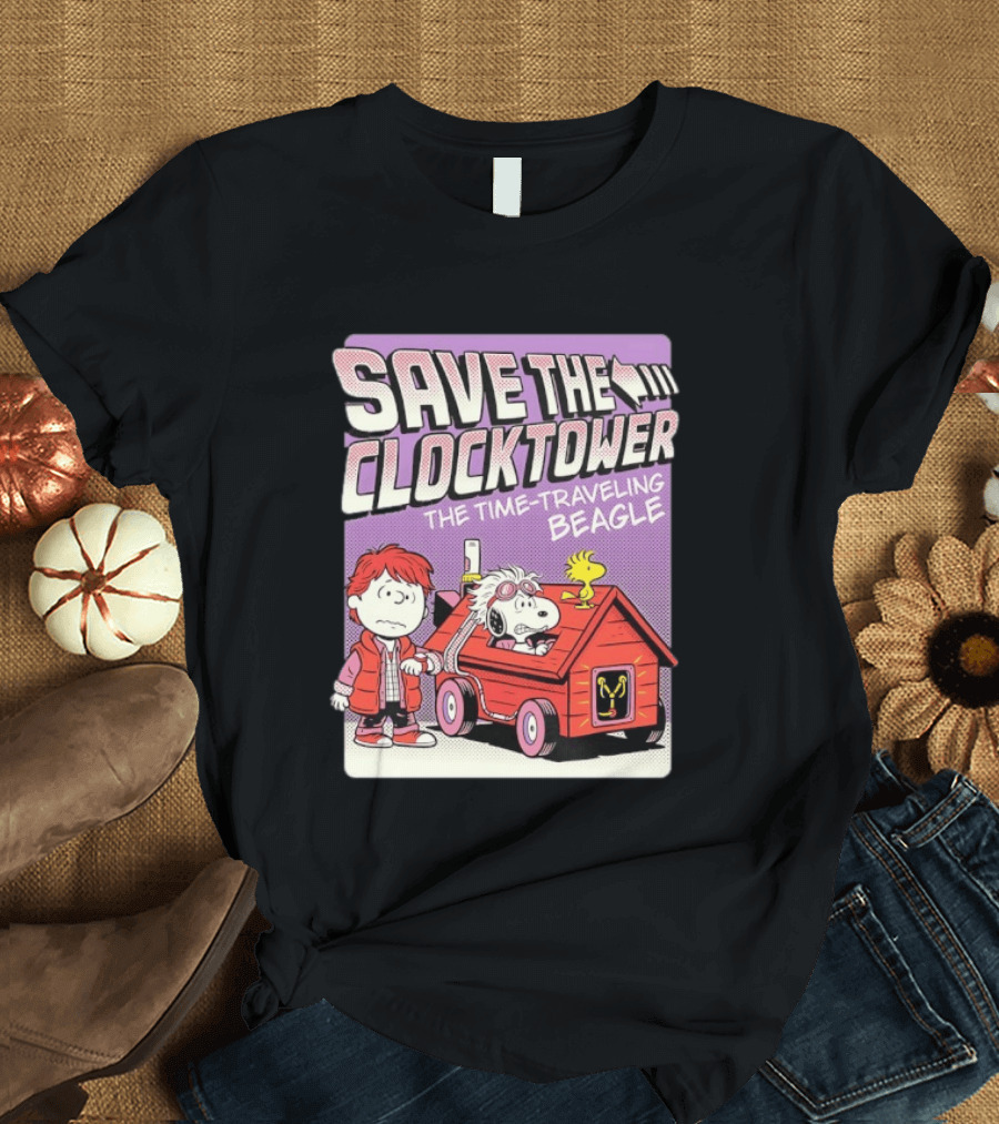 Save The Tower The Time Traveling Beagle Retro Adventure T-Shirt