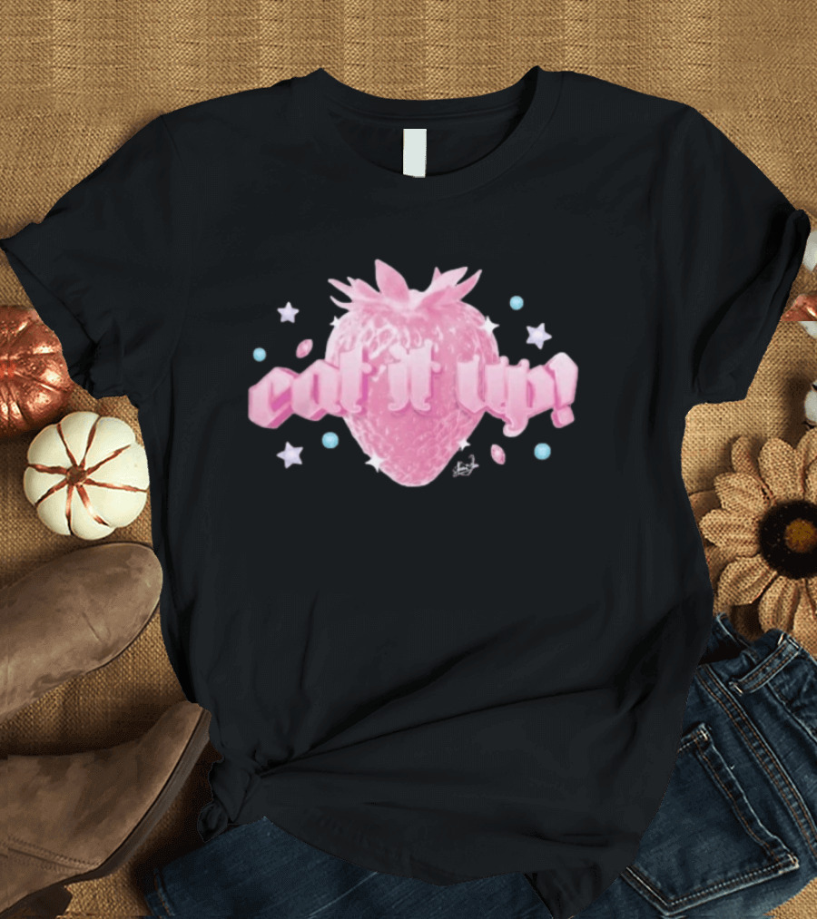 Naomi Jon Eat It Up Pink Strawberry Gothic Stars T-Shirt