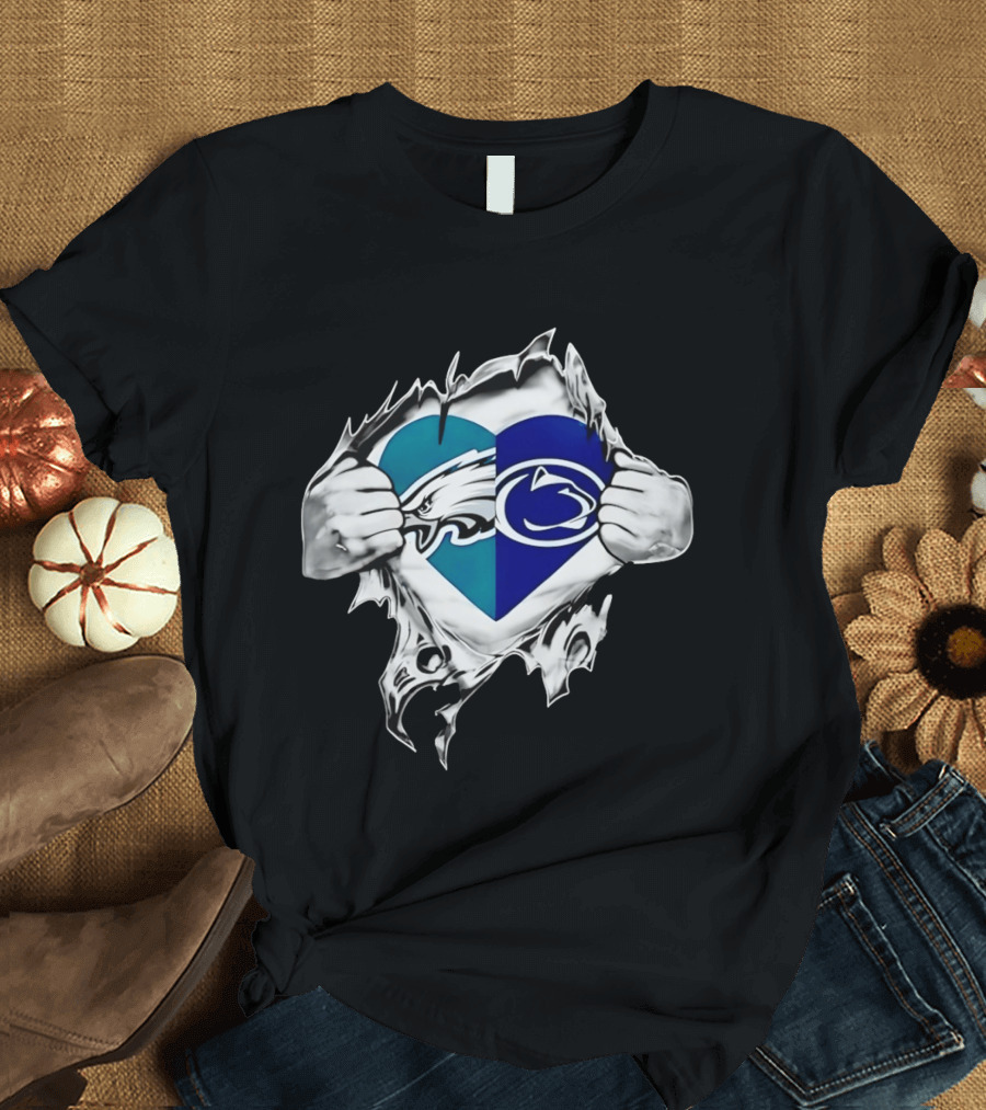 Philadelphia Eagles Penn State Nittany Lions Heart T-Shirt