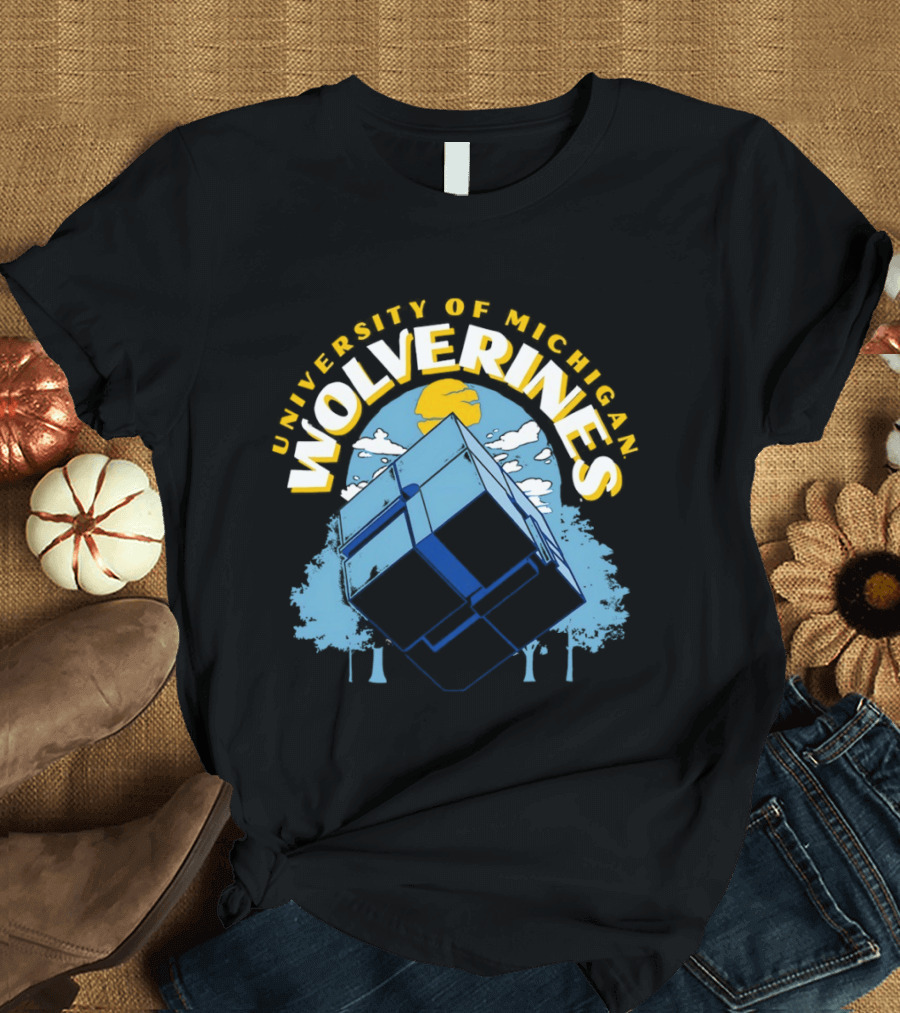 University Of Michigan Wolverines Rubik's Cube Puzzle Logic Theory T-Shirt