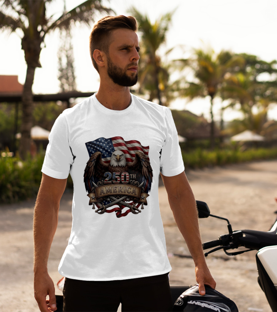 Patriotic Bald Eagle USA Flag America 250th Anniversary T-Shirt