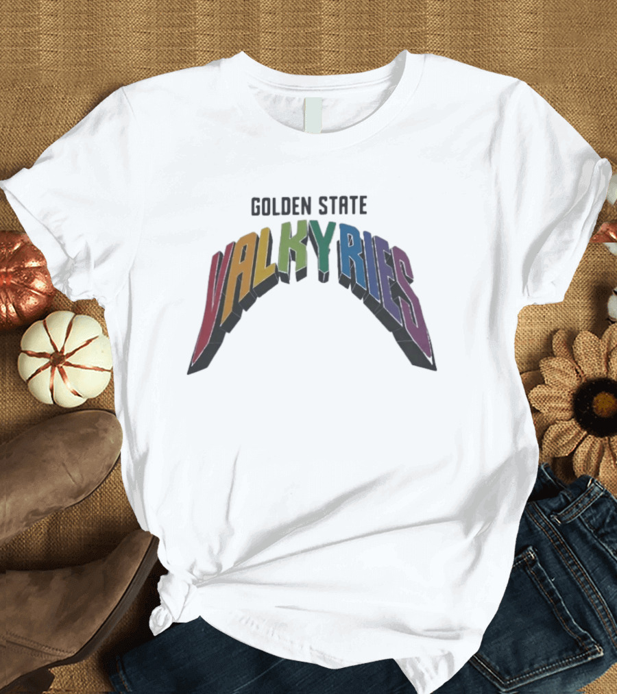 Golden State Valkyries Rainbow Multicolor Curved T-Shirt