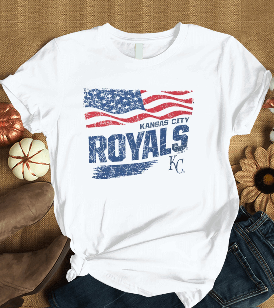 Kansas City Royals Waving American Flag 4th Of July Celebration KC T-Shirt