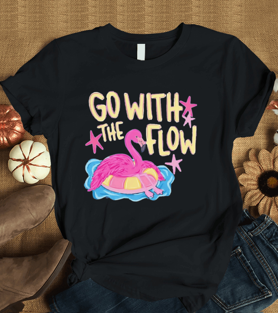 Go With The Flow Flamingo Summer Tropical Vibes T-Shirt