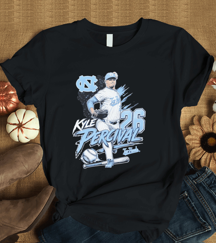 North Carolina Tar Heels Kyle Percival 26 Baseball Pitcher T-Shirt