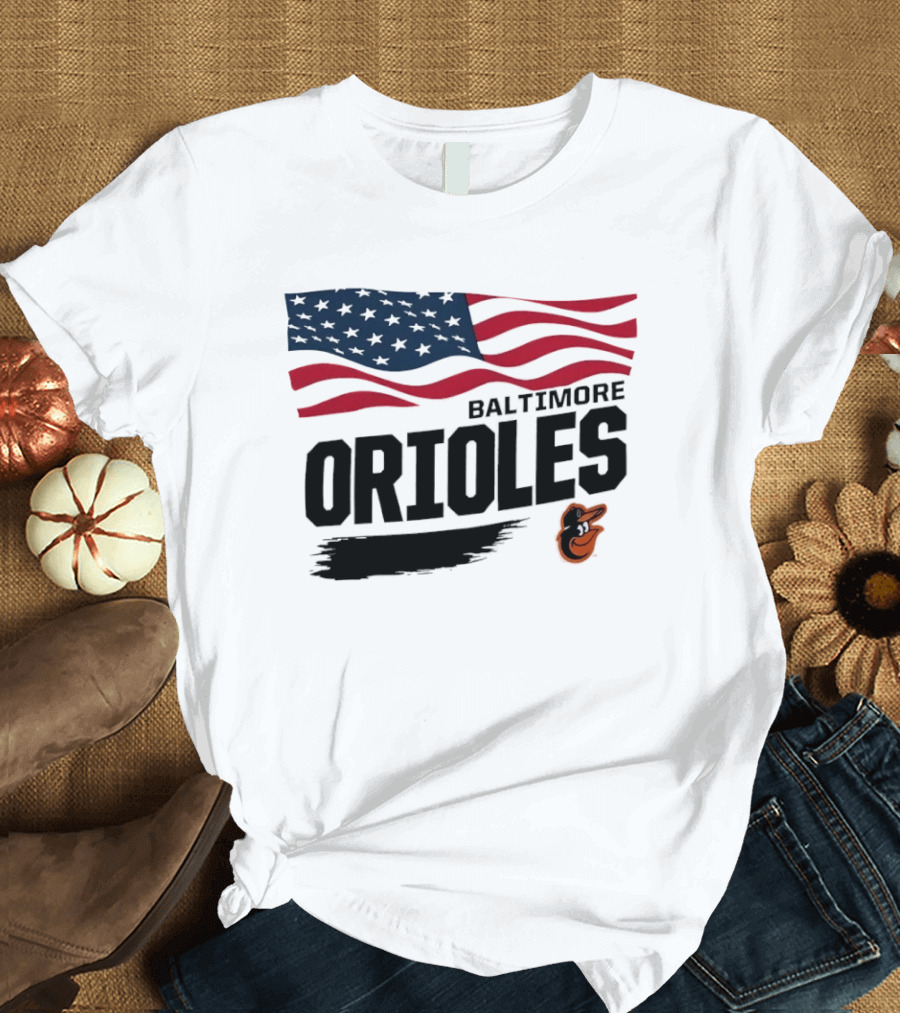 Baltimore Orioles American Flag MLB Team T-Shirt