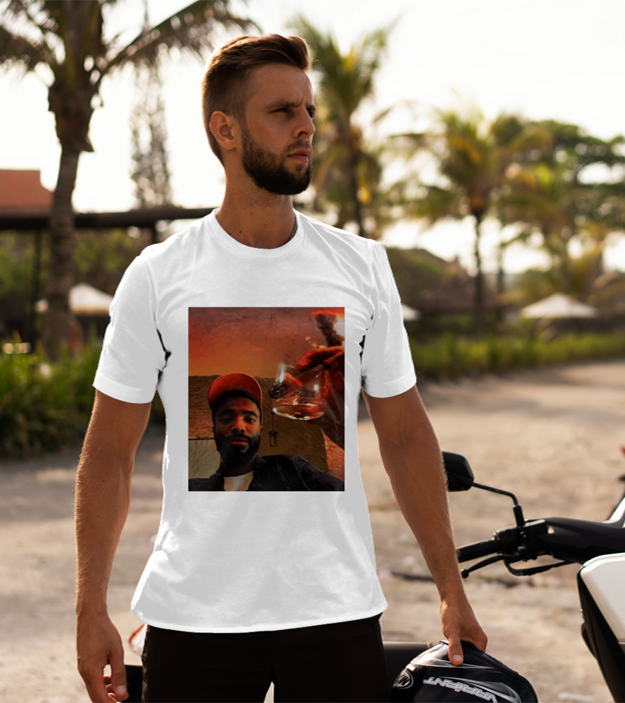 Mikal Bridges Phoenix Suns Cigar Whiskey Glass Sunset Vibes T-Shirt