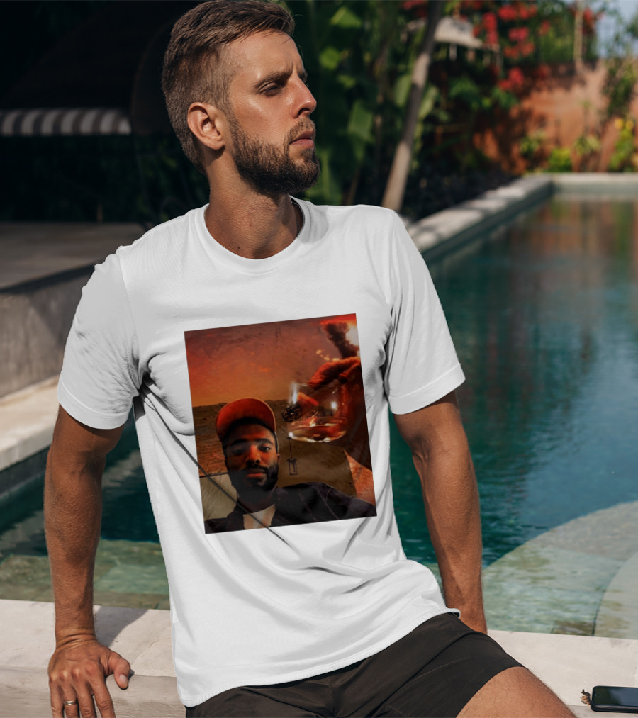 Mikal Bridges Phoenix Suns Cigar Whiskey Glass Sunset Vibes T-Shirt
