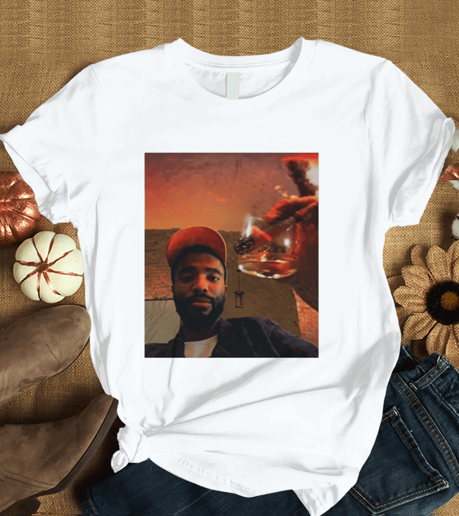 Mikal Bridges Phoenix Suns Cigar Whiskey Glass Sunset Vibes T-Shirt