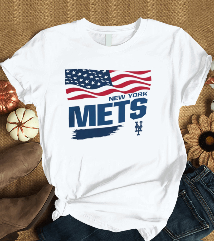 New York Mets American Flag MLB Fan T-Shirt