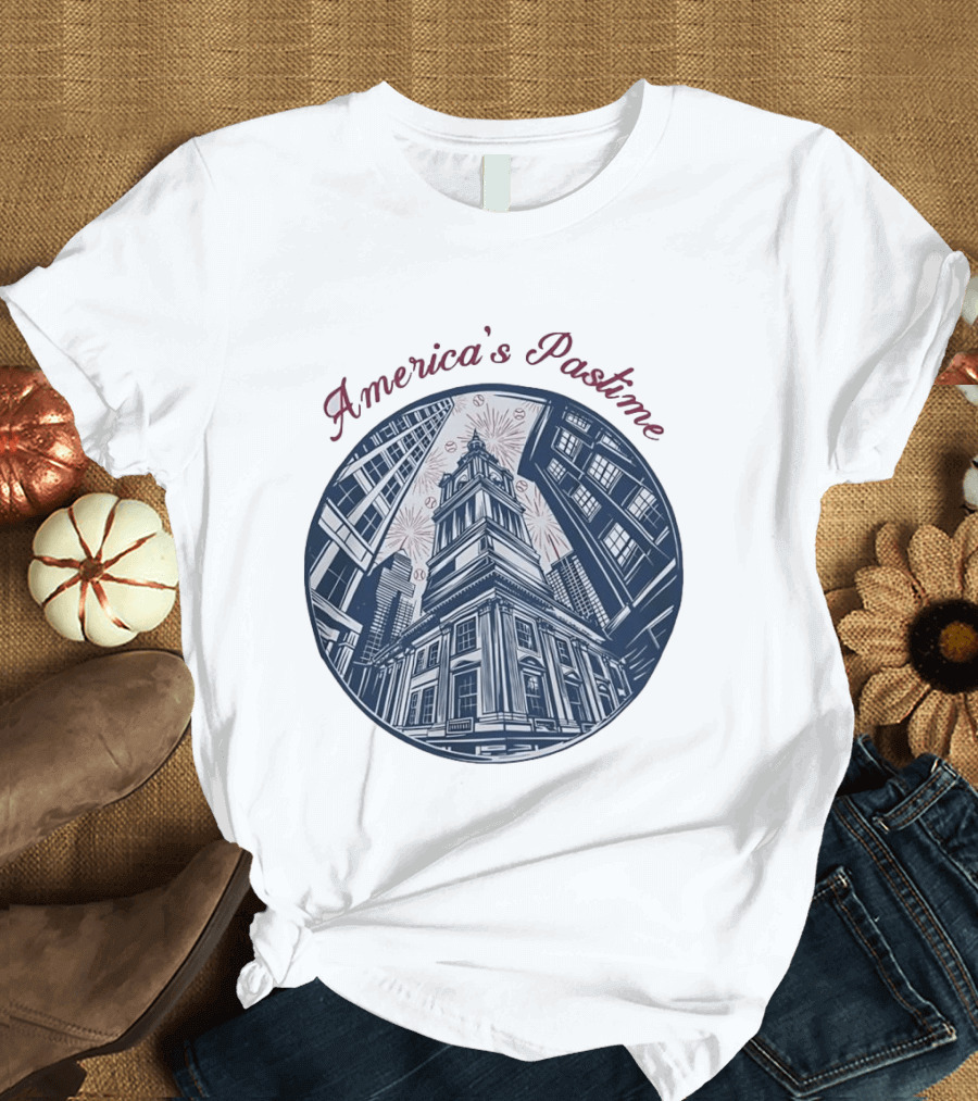 Philadelphia Independence Hall America's Pastime Baseball T-Shirt