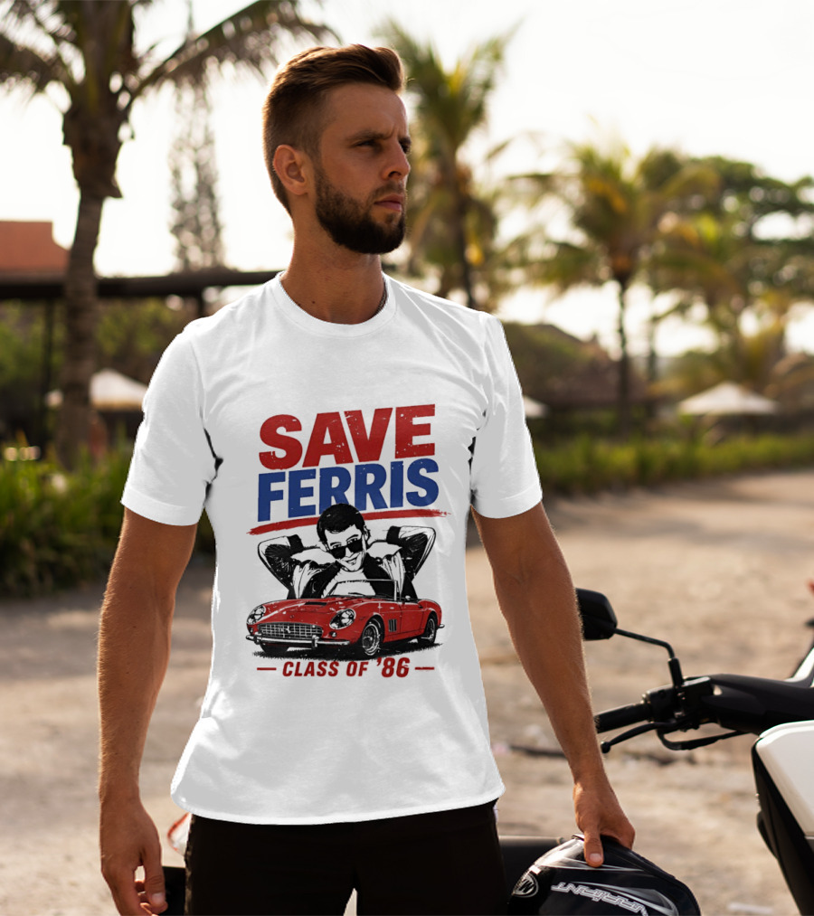 Save Ferris Class Of '86 Red Car Iconic Look T-Shirt