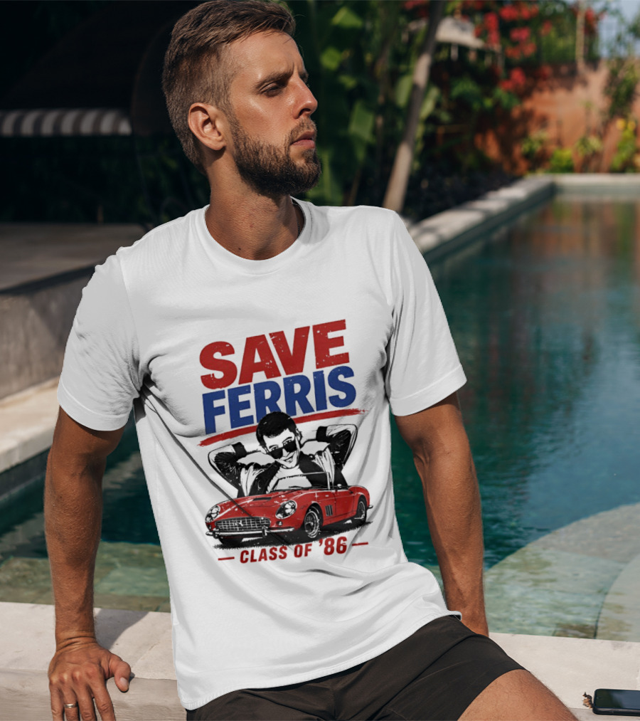 Save Ferris Class Of '86 Red Car Iconic Look T-Shirt