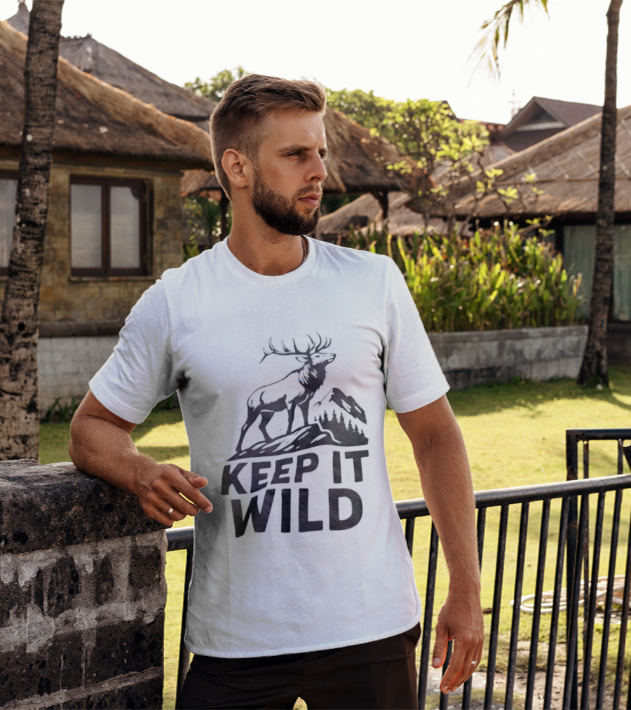 Keep It Wild Elk Mountain Forest Wildlife Conservation T-Shirt