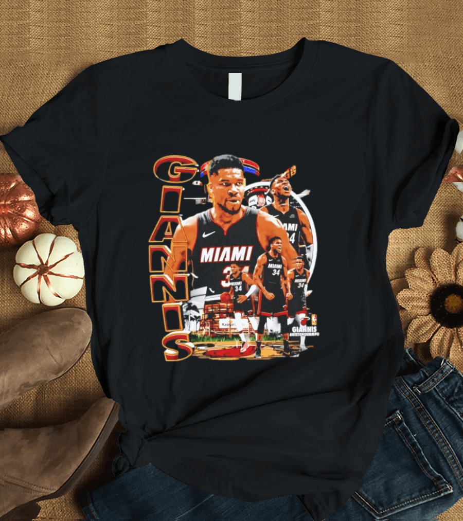Giannis Antetokounmpo Miami Heat 90s Bootleg Retro Basketball T-Shirt
