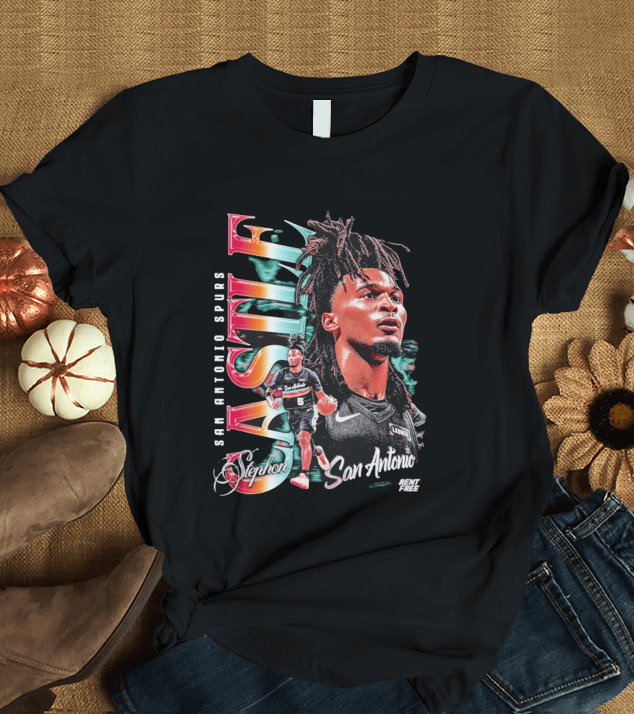 Stephon Castle San Antonio Spurs Player Collage Rent Free T-Shirt