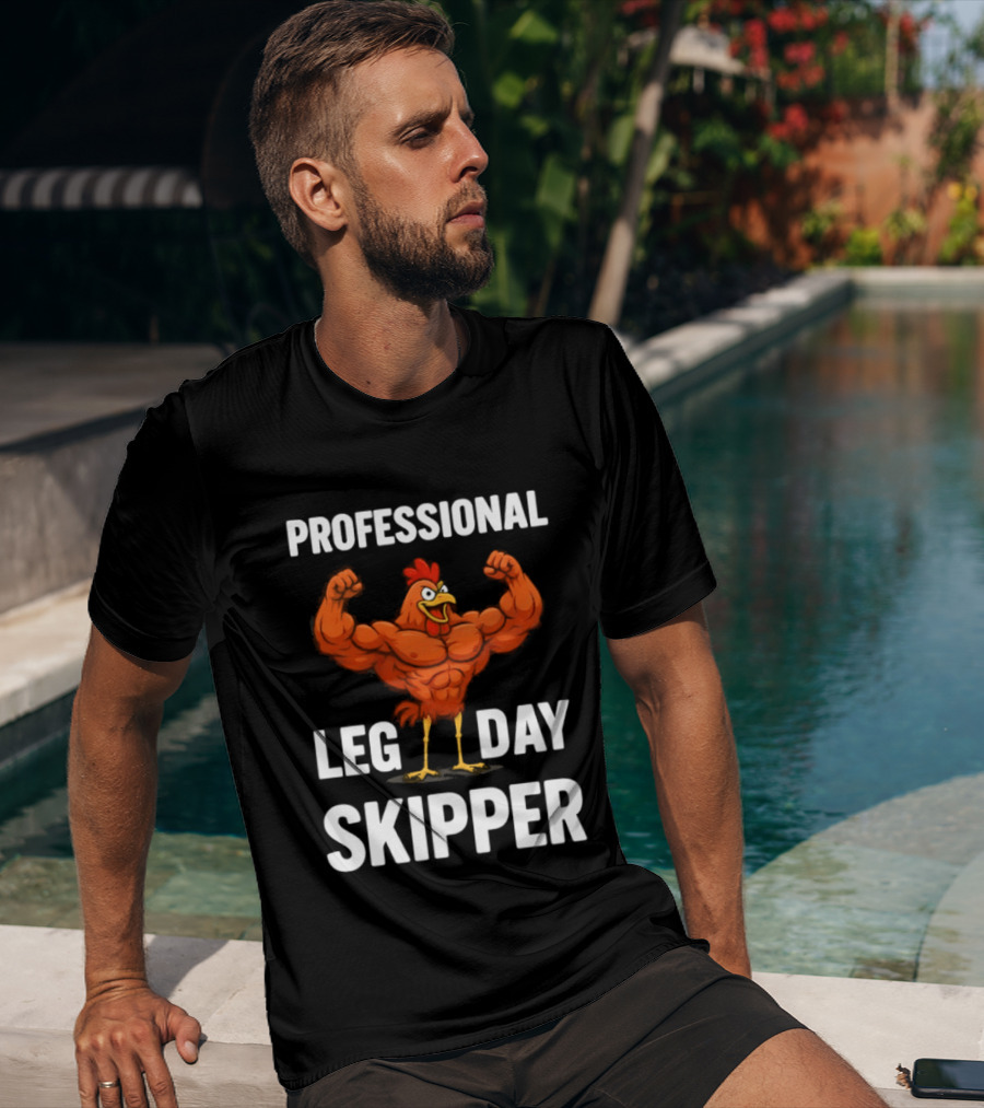 Professional Leg Day Skipper Buff Chicken Gym Humor T-Shirt