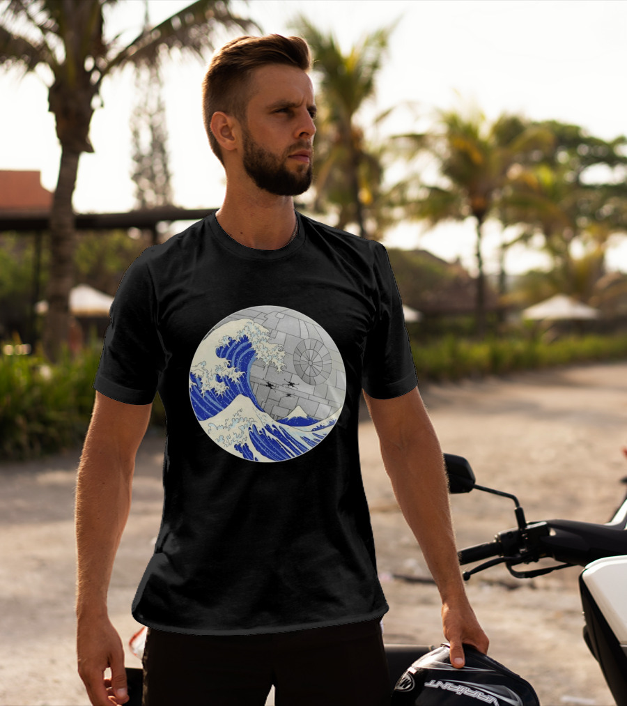 The Great Wave Off Kanagawa Meets Death Star Star Wars T-Shirt