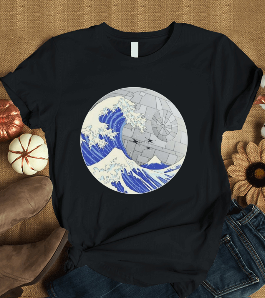 The Great Wave Off Kanagawa Meets Death Star Star Wars T-Shirt