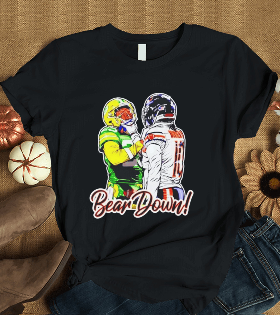 Aaron Rodgers Green Bay Packers Versus Luther Burden III Chicago Bears Bear Down Rivalry T-Shirt