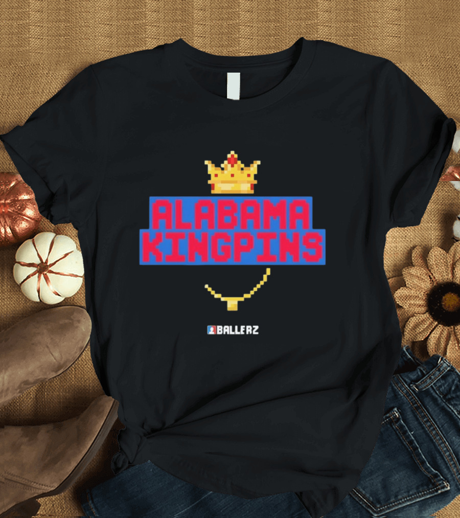 Alabama Kingpins Crown Necklace Ballerz Iconic 8 Bit T-Shirt