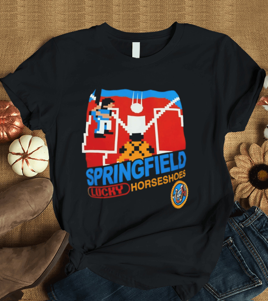 Springfield Lucky Horseshoes The Simpsons Video Game Styled Crest T-Shirt