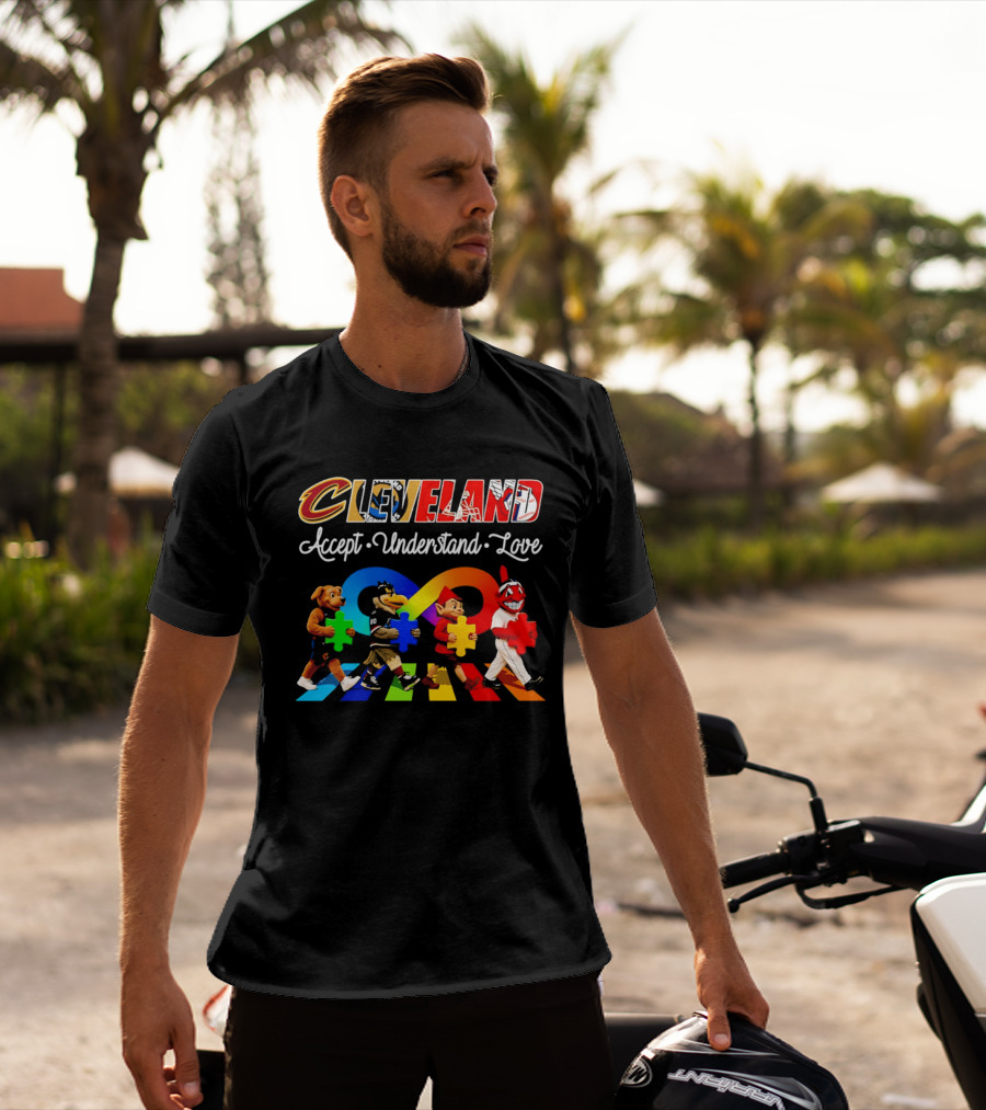 Cleveland Accept Understand Love Infinity Puzzle Characters Crossing Walkway T-Shirt