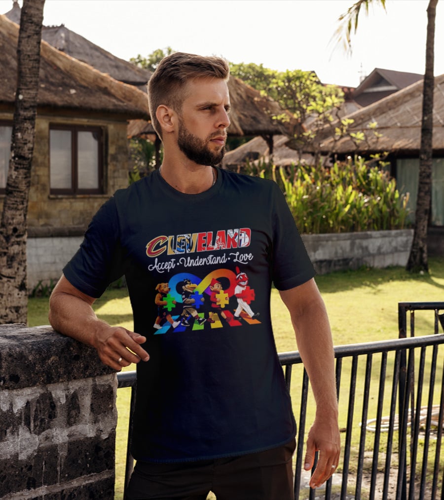 Cleveland Accept Understand Love Infinity Puzzle Characters Crossing Walkway T-Shirt