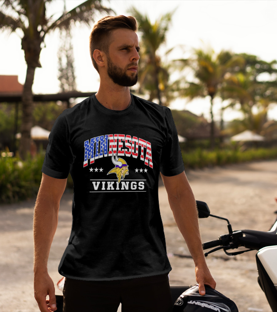 Minnesota Vikings 1776 2026 250 Years American Flag Stars T-Shirt