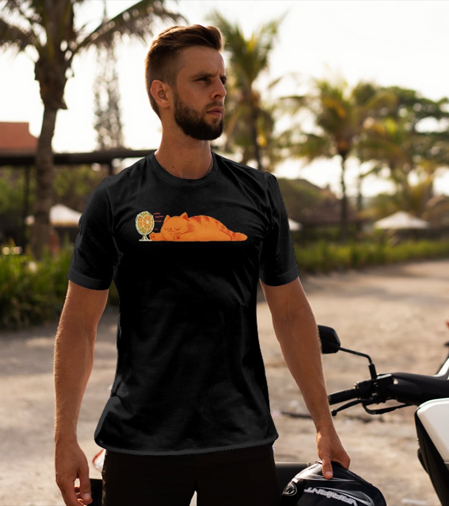 Orange Cat Relaxing In Front Of Fan Cool Breeze T-Shirt