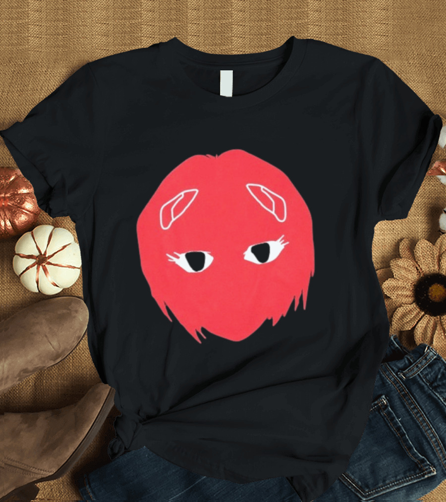 Otaku Desu Mobb Stay At Home Mask Anime Face Red Hair Eyes T-Shirt