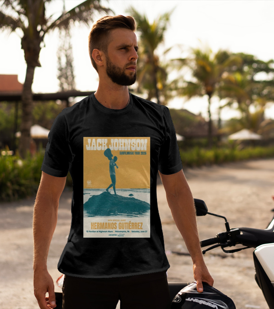 Jack Johnson Surfmusic Tour 2026 Philadelphia TD Pavilion With Special Guest Hermanos Gutiérrez June 27 T-Shirt