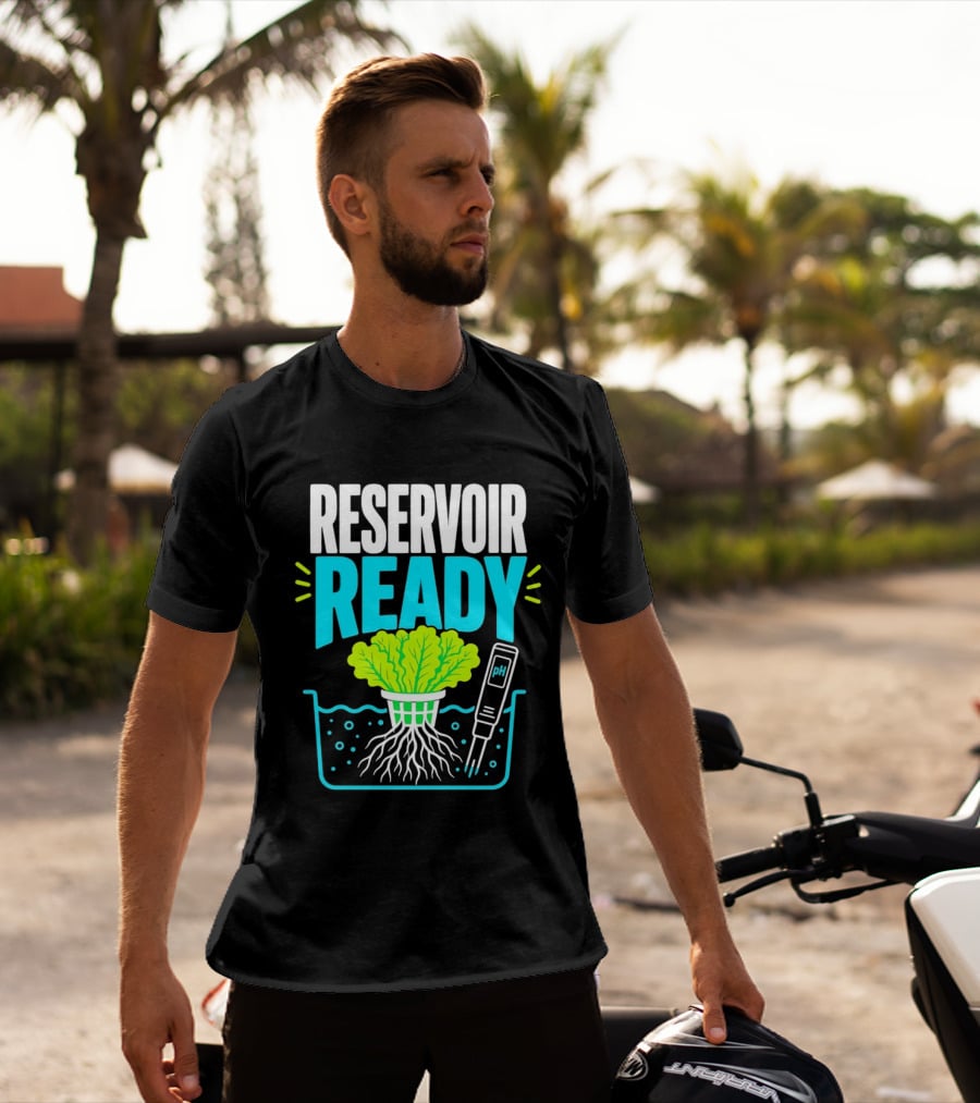 Reservoir Ready Hydroponic Lettuce Roots And Water PH Meter T-Shirt