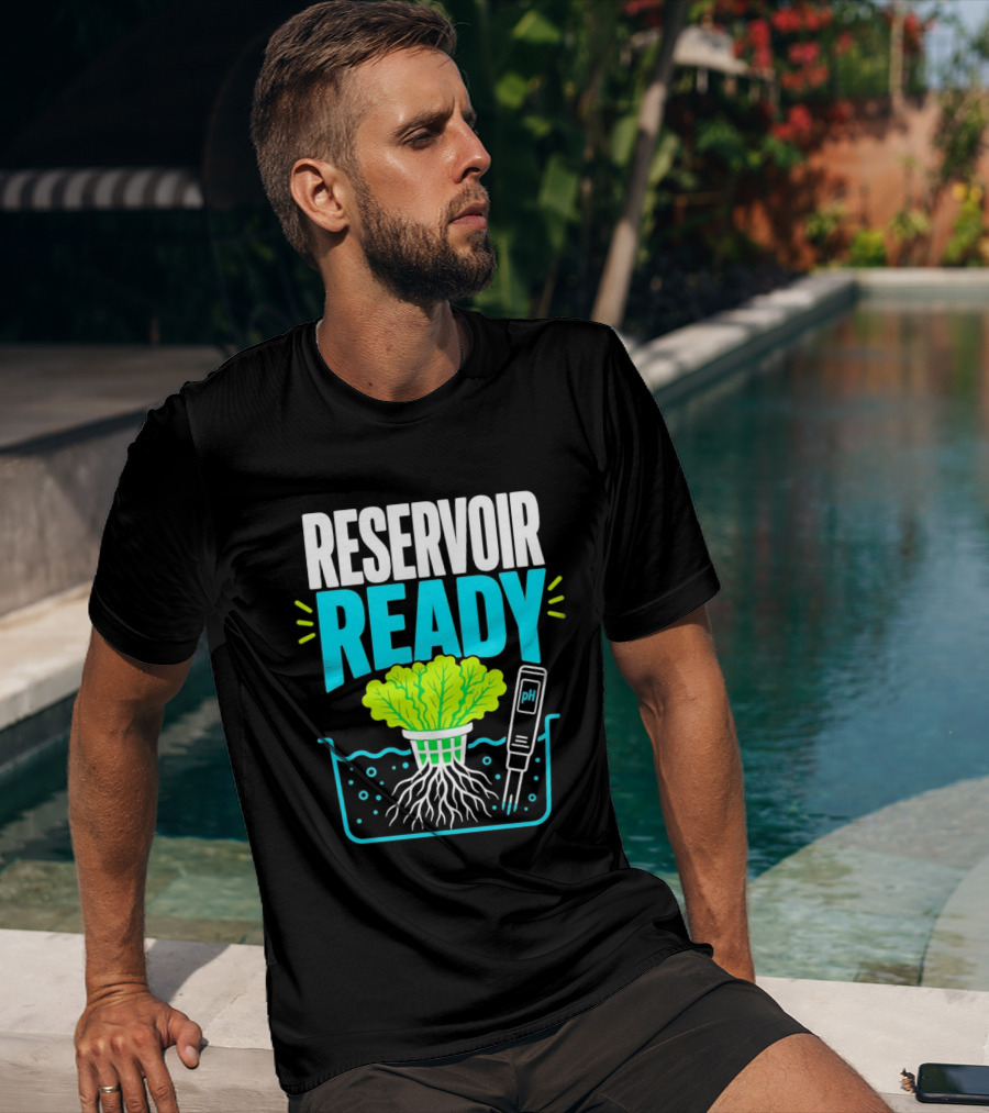 Reservoir Ready Hydroponic Lettuce Roots And Water PH Meter T-Shirt