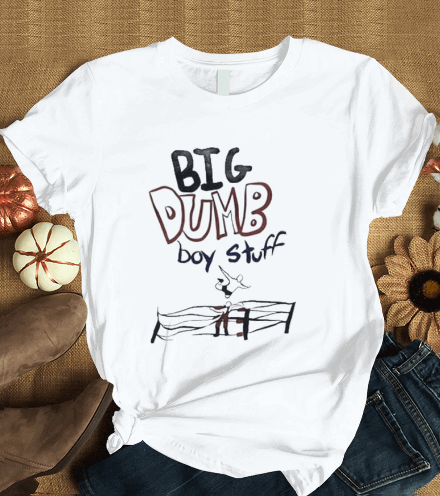 Big Dumb Boy Stuff Kid Drawing Style With Fence Sketch T-Shirt
