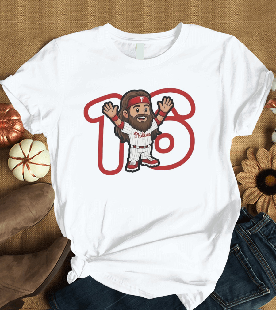 Brandon Marsh 16 Cartoon Philadelphia Phillies Baseball Player MLB 2026 T-Shirt