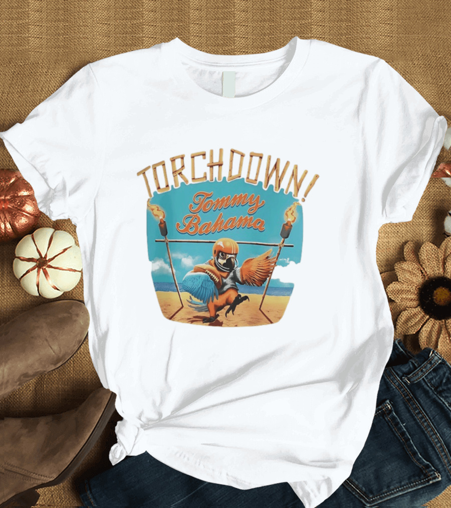 TORCHDOWN Tommy Bahama Parrot Beach Football T-Shirt