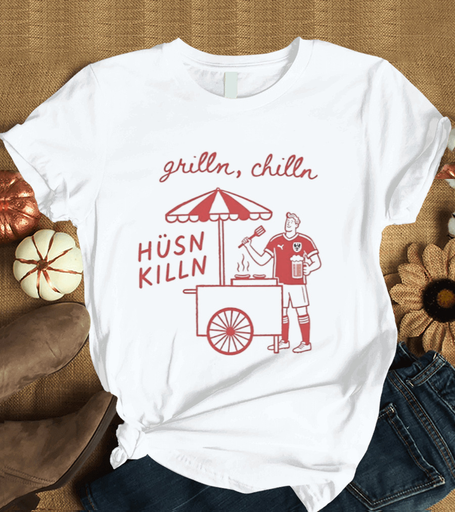 Grilln Chilln Hüsn Killn Austria National Football Team Iconic BBQ T-Shirt