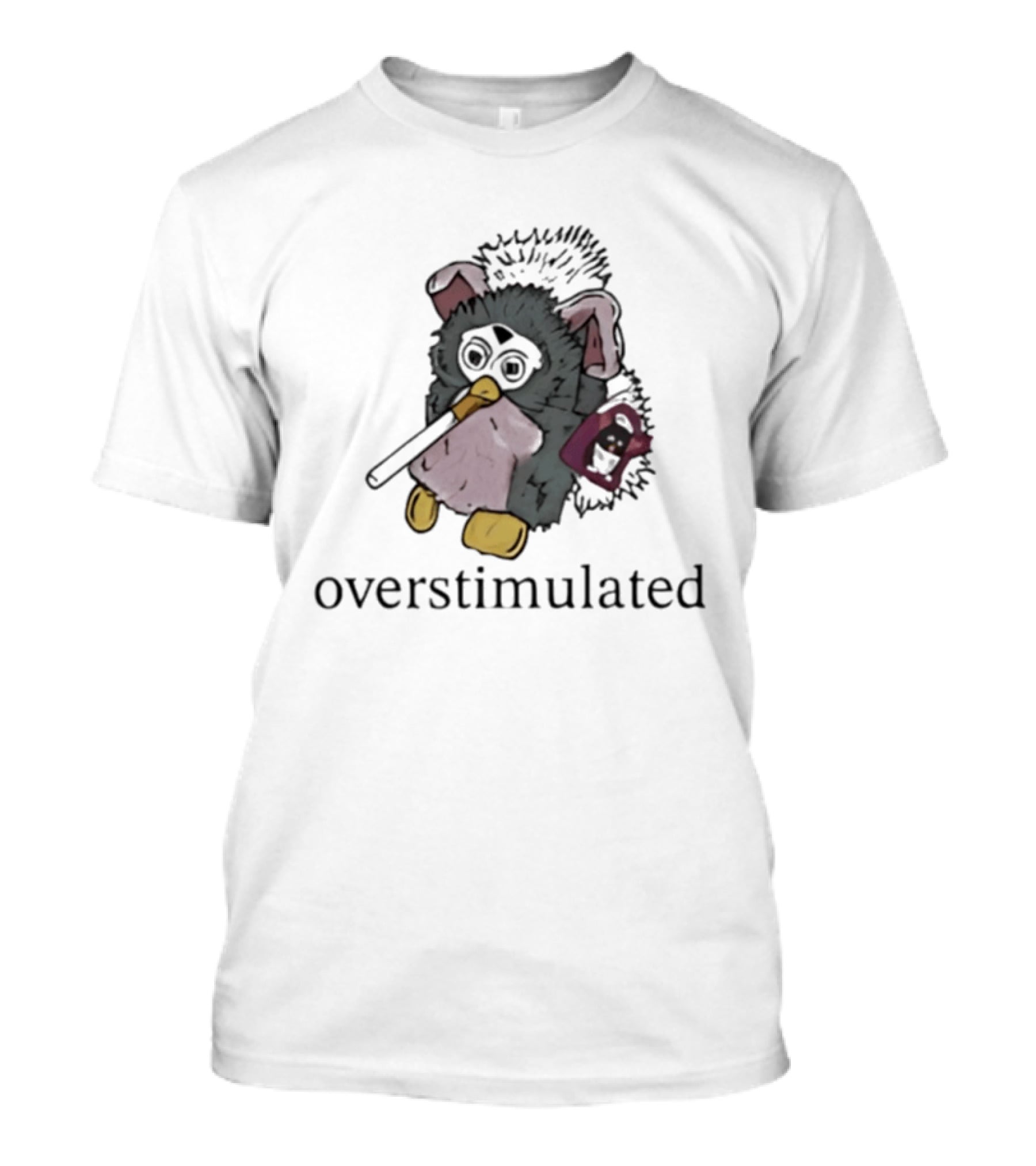 Overstimulated Furby Smoking Y2k Nostalgia Vintage Toy Aesthetic T-Shirt