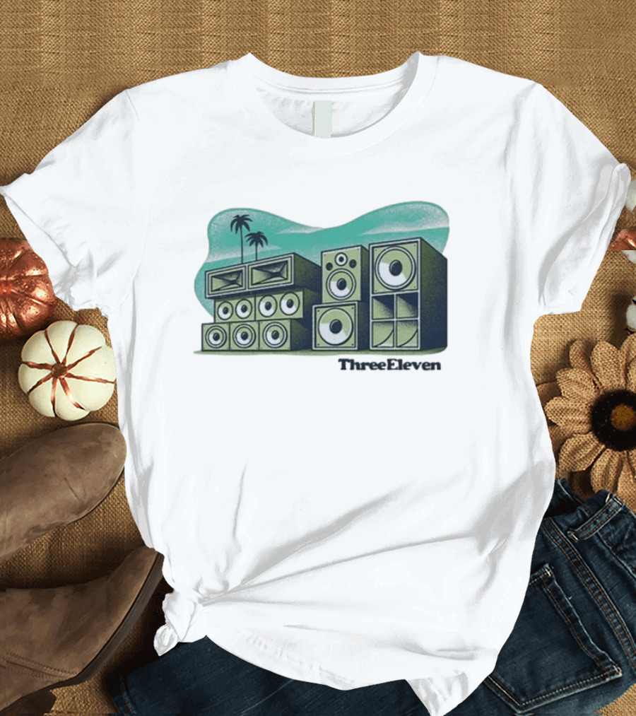 Three Eleven Soundsystem Beach Palm Trees Speaker Stacks T-Shirt