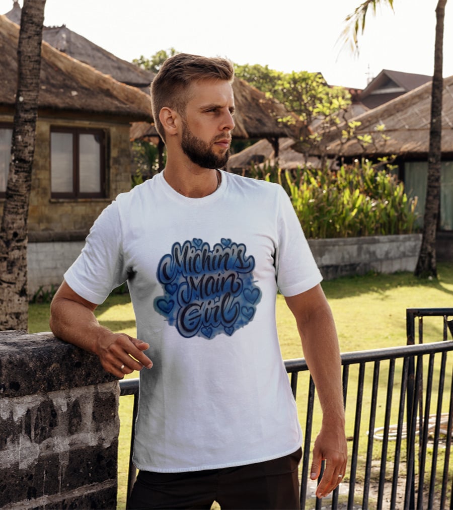 Michin's Main Girl Blue Hearts Airbrush T-Shirt