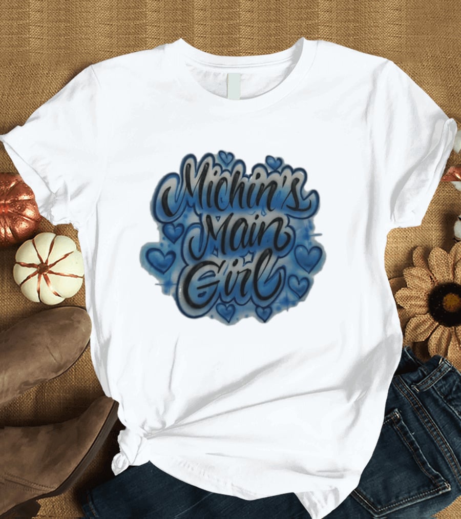 Michin's Main Girl Blue Hearts Airbrush T-Shirt