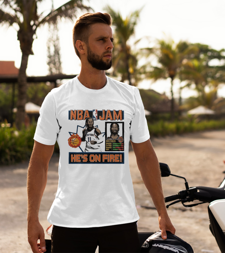 NBA Jam Jalen Brunson New York Knicks He's On Fire T-Shirt