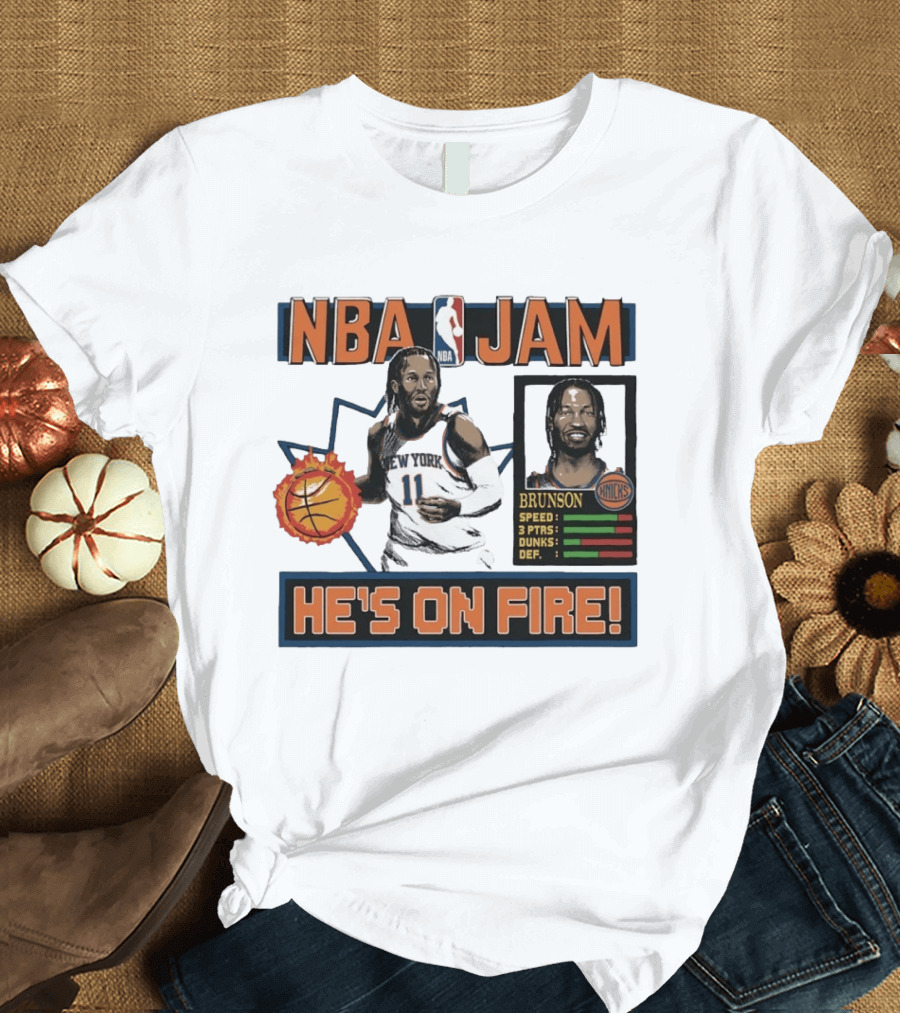 NBA Jam Jalen Brunson New York Knicks He's On Fire T-Shirt