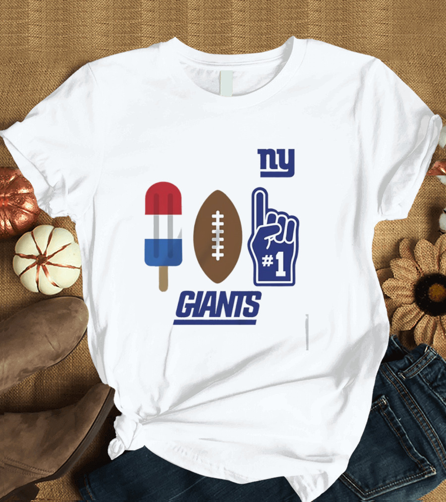New York Giants Popsicle Football Foam Finger #1 Americana Pop 2026 Season T-Shirt