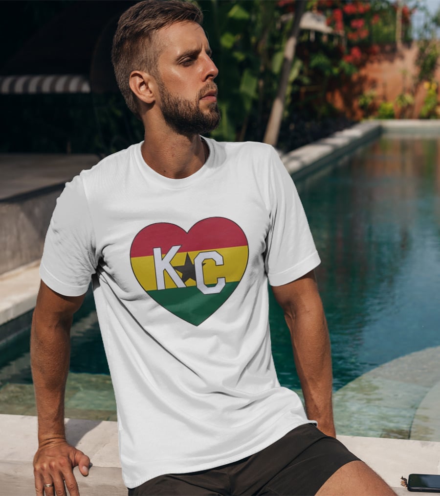 Ghana Flag Colors KC Heart T-Shirt