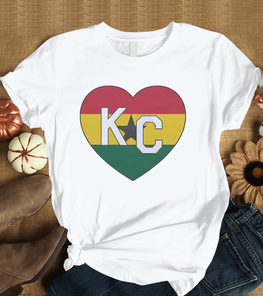 Ghana Flag Colors KC Heart T-Shirt